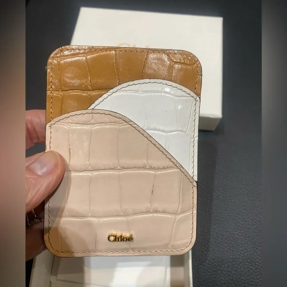 Chloe Walden Crocodile Embossed Leather Card Holder with box like new